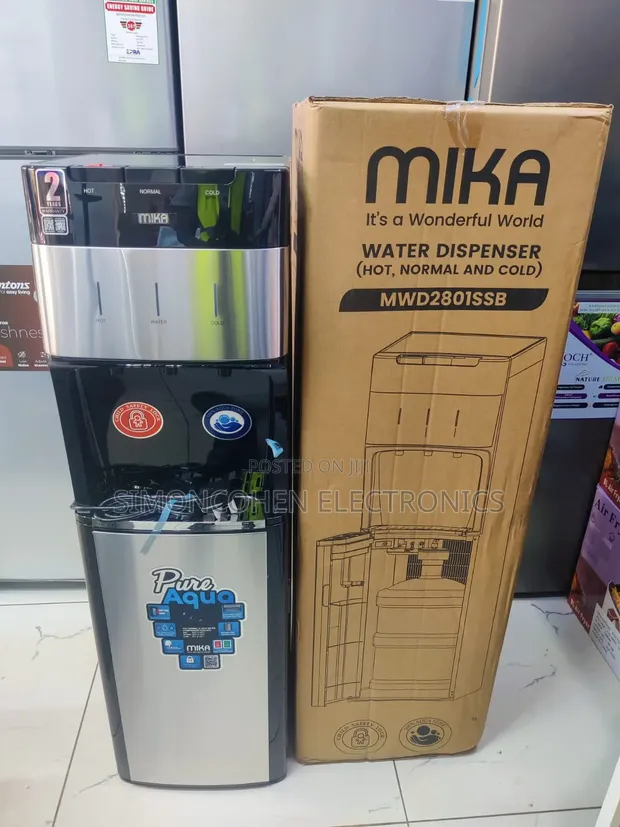 Mika Water Dispenser ya Bottom Load - Stainless Steel Nyeusi - 1