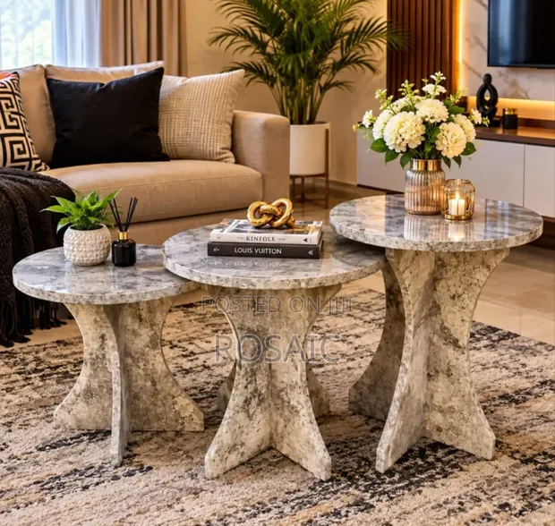 Elegant 3-Piece Marble Coffee Table Set - 1