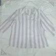 XL Pastel Vertical Striped 3/4 Sleeve Vintage Blouse - 3