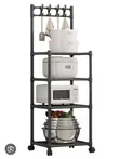 Detachable 4-Layer Trolley Storage Rack with 4 Hooks - 1
