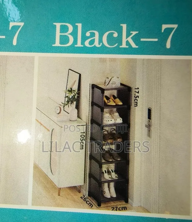 7 Layer Shoe Rack - Black/White - 1