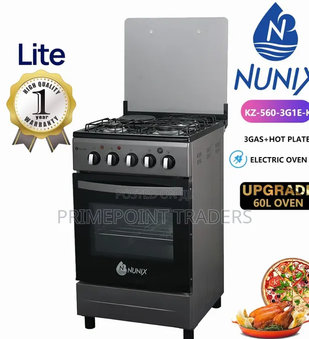 New Nunix 50x55 3+1 Standing Cooker with Electric Oven - 1