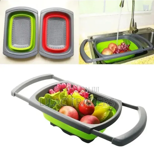 Large Rectangular Expandable Collapsible Colander Drainer - 1