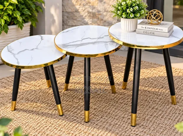 Luxury 3-Piece Marble Coffee Table Set - 1