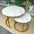 Modern 2-Piece Marble Nesting Coffee Tables - Gold - 2