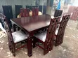 Seti ya Meza ya Kulia ya Mbao ya Mkono na Viti Vilivyofunikwa vya Lattice - 2
