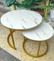 Round Marble-Effect Nesting Tables - Gold Finish - 1
