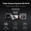 4G LTE DVR Dash Cam 3-Way Kamera ya Mbele 2K - 2