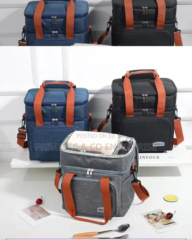 Double Layer Insulated Lunch Bag with Removable Strap - 1