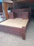 6x6 Hardwood Mahogany Bed with Side Cabinets - 2