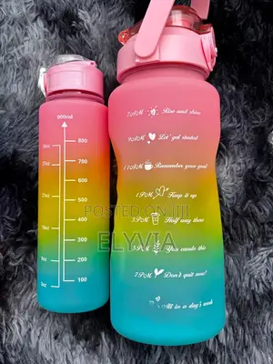 Multi-Colored 2-in-1 Motivational Sports Water Bottle