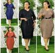 Plus Size Champagne Gold Plisse Midi Dress - 1