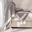 Bohemian Knitted Throw Blanket with Pendant/Tassels - 2