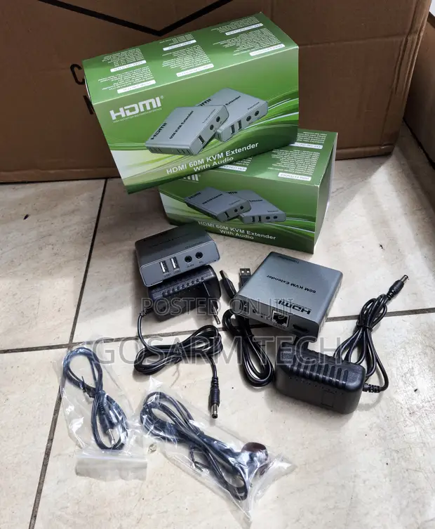60M HDMI KVM Extender Over Cat6 - USB Keyboard/Mouse/Audio - 1