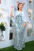 Sage Green Cape Dinner Dress - 1