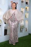 Sage Green Cape Dinner Dress - 2