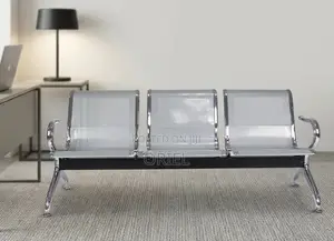 3-Seater Office Waiting Bench - Silver Metal