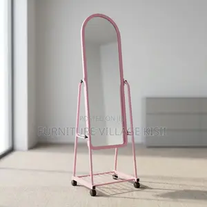 Pink Dressing Mirror yenye Magurudumu