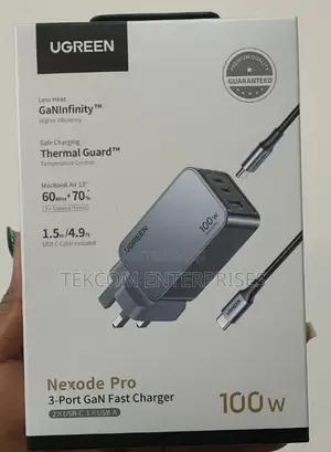 UGREEN Nexode Pro 100W Chaja ya Haraka ya Port 3 GaN