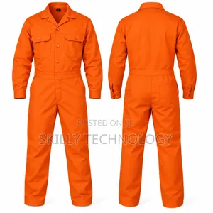 Orange Plain Work Overall