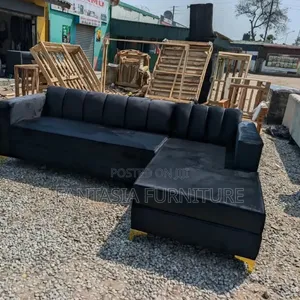 7 Seater Black Sectional Sofa