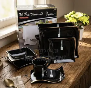 Sovereign Noir Aesthetic Porcelain Set ya Vyombo 36 Vipande