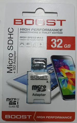 BOOST 32GB Micro SD Card + SD Adapter (Class 10)