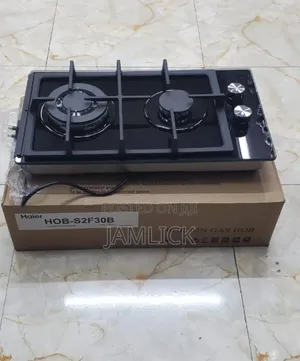 Haier 2-Burner Cooker ya Gesi ya Kujengwa Ndani - Kioo Nyeusi