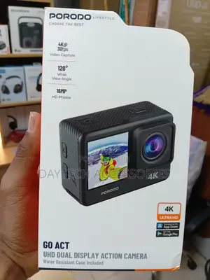 Porodo Lifestyle Waterproof Action Camera UHD Dual Display