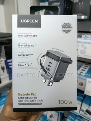 Ugreen 100W GaN Fast Charger na USB-C Cable Inayoweza Kurudishwa (X616)