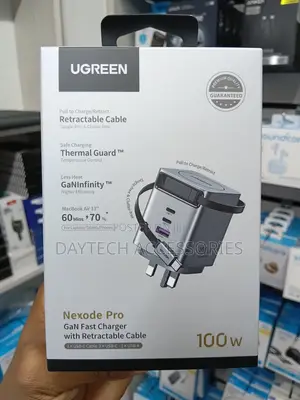 Ugreen 100W GaN Fast Charger na USB-C Cable Inayorudishwa (UK Plug)