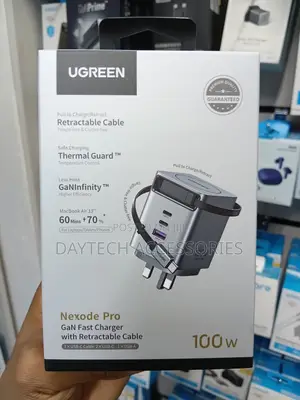 UGREEN 100W GaN Fast Charger na Kebo ya USB-C inayorudishwa