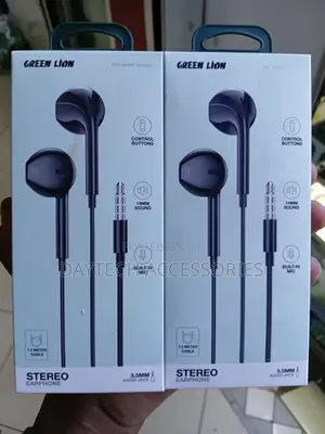 Green Lion Stereo Earphones 3.5mm Nyeusi
