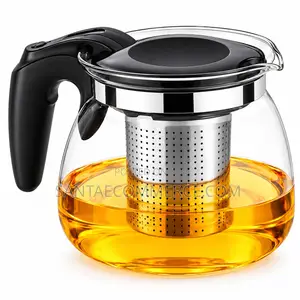 900ml Glass Teapot na Infuser ya Chuma Isiyotenganishwa