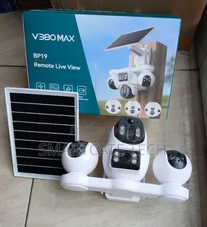V380 Pro Kamera ya CCTV ya Solar 4-Lens 360° - Usalama wa Nje Usio na Waya
