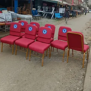 Red Stackable Church Chairs with Book Rack