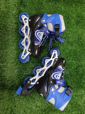 Inline Roller Skates Zinazoweza Kurekebishwa kwa Watoto - Bluu/Nyeusi