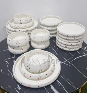 Premium Ceramic Dinner Set - Vipande 24 Nyeupe