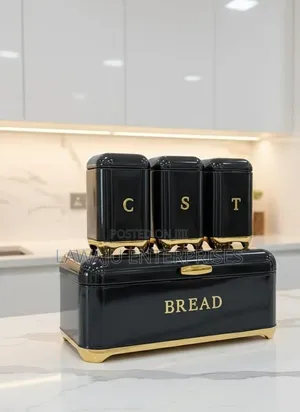 Elegant 4-Piece Bread Bin & Canister Set