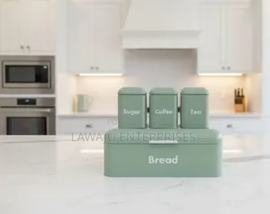 Nordic Style Bread Bin with 3 Canister Set