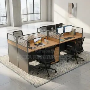 4-Seater Brown Workstation Desk