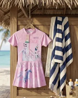Swimsuit ya Wasichana ya Pinki 'Magical Ice Journey' yenye Sketi