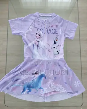 Girls Purple Disney Frozen Rash Guard Swimsuit