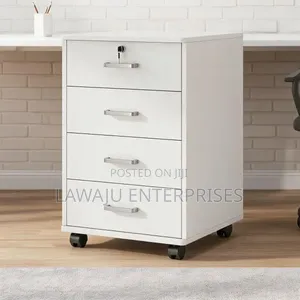 Multi-Layer Wooden Cabinet with Lock and Wheels