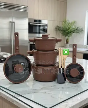 Rustic Luxe Non-Stick Set ya Vyombo 14 - Brown Rattan