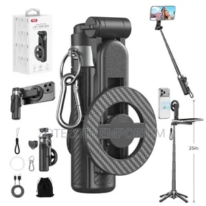 Simu Tripod Stand yenye Magnetic Ring na inaweza kukunjwa