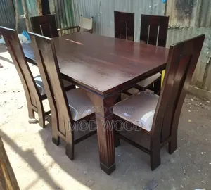 Modern Mahogany Dining Set - 6 Seater