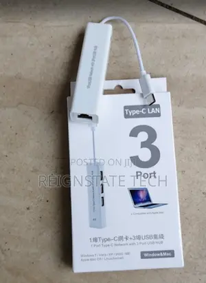USB-C to LAN Adapter with 3-Port USB Hub for MacBook