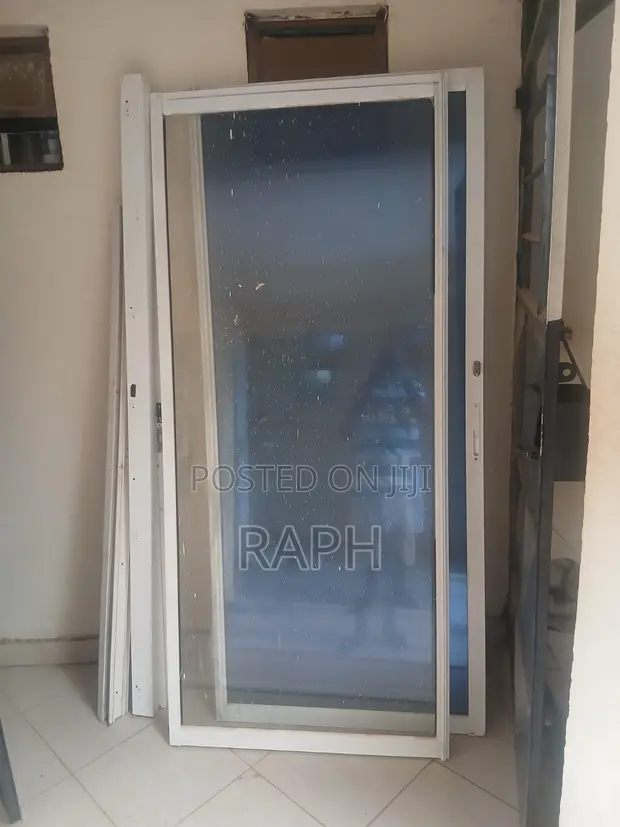 Used White Framed Sliding Door - 1