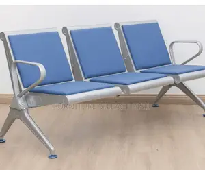 3-Link Padded Blue Reception Bench - Mpya Kabisa